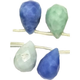 AMAZONITE MULTI QUARTZ (GLASS) FACETED TEAR DROP SD 18X25MM